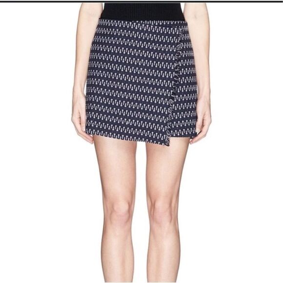 Elizabeth and James Daniella Needle Stack Wrap Front Flax Blend Mini Skirt Size - Picture 1 of 7